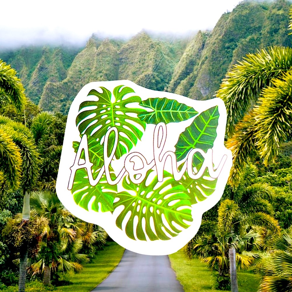 GREEN Hawaii Aloha State Ohana Shaka Travel 808 Samoan Love Single Sticker
